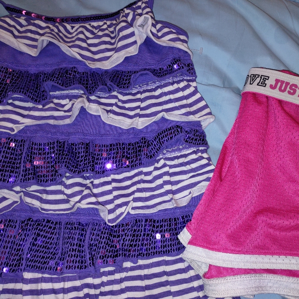 GIRL'S SZ 12 JUSTICE TANK TOP AND SHORTS!